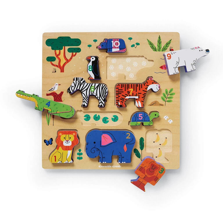 Crocodile Creek 123 Zoo 10-Piece Wood Puzzle For Kids 3 Crocodile Creek 123 Zoo 10-Piece Wood Puzzle For Kids