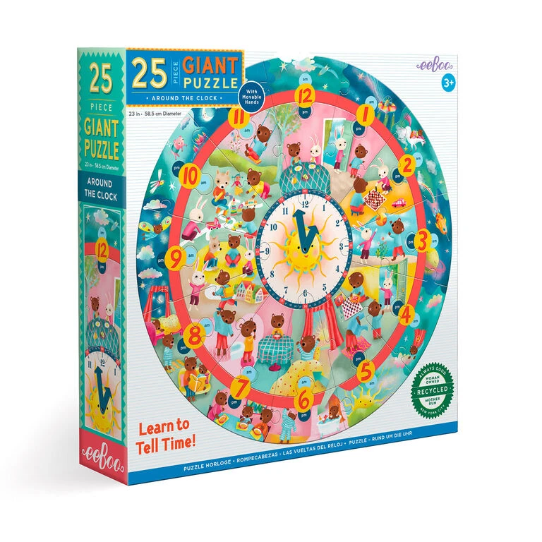 Eeboo Around The Clock 25-Piece Giant Jigsaw Puzzle For Kids 3 Eeboo Around The Clock 25-Piece Giant Jigsaw Puzzle For Kids