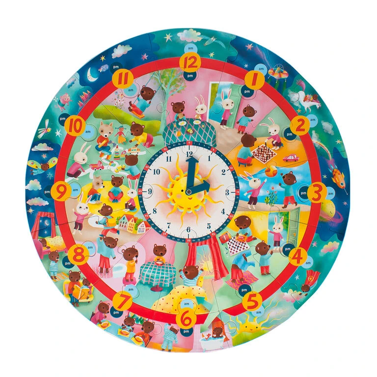 Eeboo Around The Clock 25-Piece Giant Jigsaw Puzzle For Kids 4 Eeboo Around The Clock 25-Piece Giant Jigsaw Puzzle For Kids - Image 2