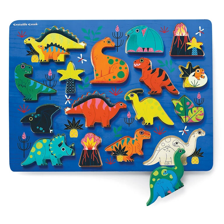 Crocodile Creek Dinosaurs 16-Piece Wood Puzzle For Kids 3 Crocodile Creek Dinosaurs 16-Piece Wood Puzzle For Kids