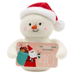 Hallmark Snowman In Santa Hat Plush Gift Card Holder, 5"