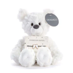 Demdaco Guardian Angel White Plush Bear With Angel Wings Bracelet 11 Demdaco Guardian Angel White Plush Bear With Angel Wings Bracelet -Hallmark White Bear Stuffed Animal With Angel Wings Bracelet 5004820208 05