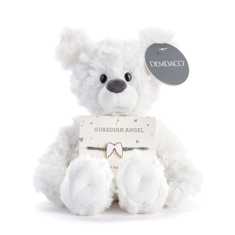 Demdaco Guardian Angel White Plush Bear With Angel Wings Bracelet 7 Demdaco Guardian Angel White Plush Bear With Angel Wings Bracelet - Image 5